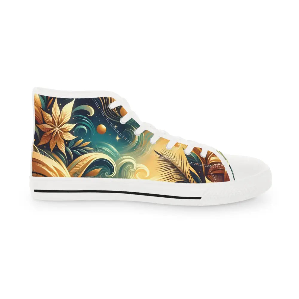 Floral-patterned high-top sneaker from PixiOnyx Footwear Flux Nebula Bloom Cascade collection