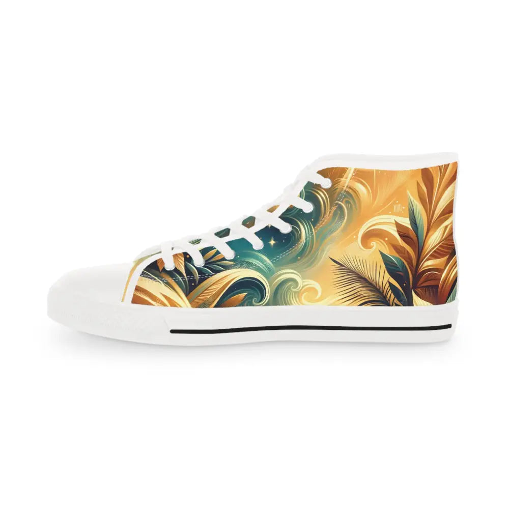 High-top sneaker with tropical design for Men’s High Top Sneakers Nebula Bloom Cascade PixiOnyx Footwear Flux