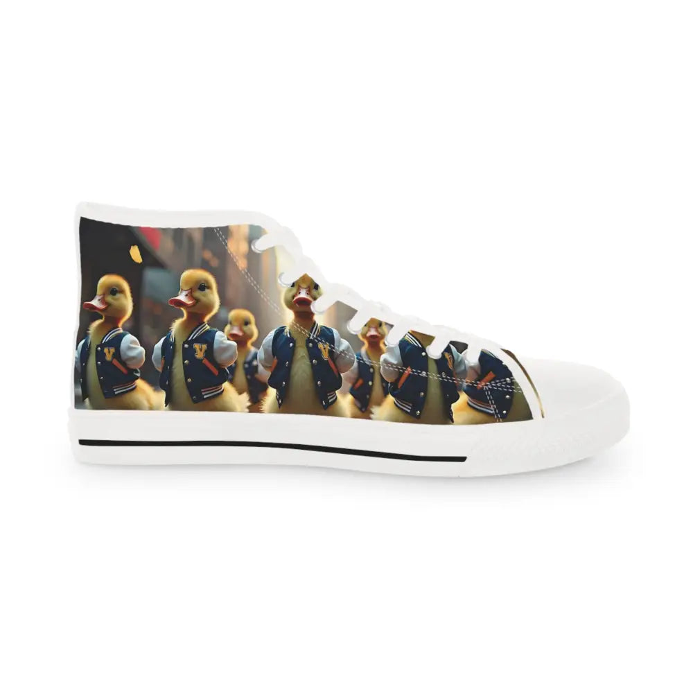 Men’s high top sneaker with duckling print from PixiOnyx Varsity Duck Squad collection
