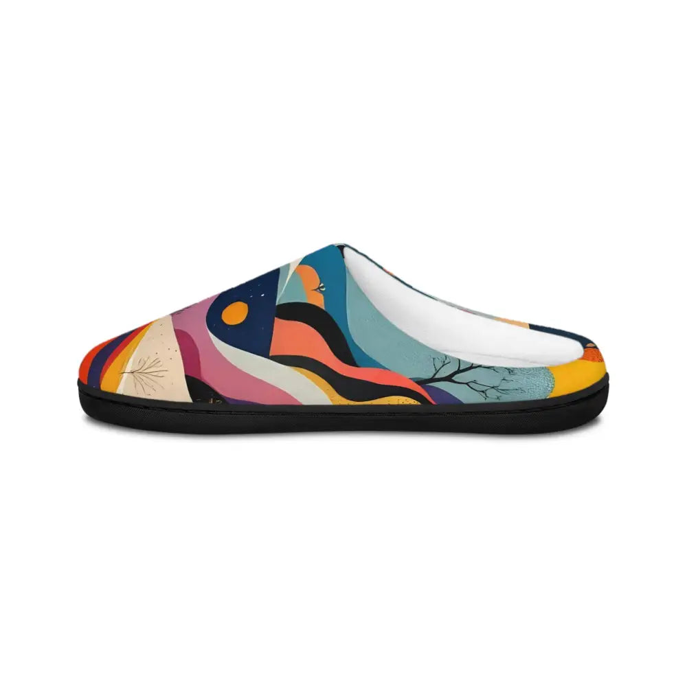 Colorful abstract landscape slipper from Men’s Indoor Slippers Flowstate Mirage by PixiOnyx
