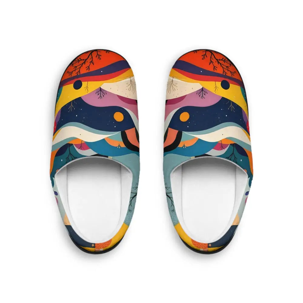 Colorful patterned men’s indoor slippers from Flowstate Mirage by PixiOnyx Psychedelic Comfortwear