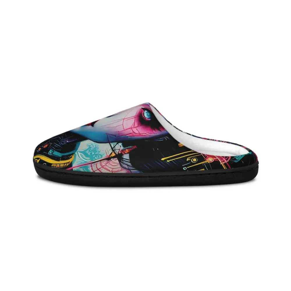Spider-Man themed slipper showcased in Men’s Indoor Slippers Mech Shrine Geisha by PixiOnyx