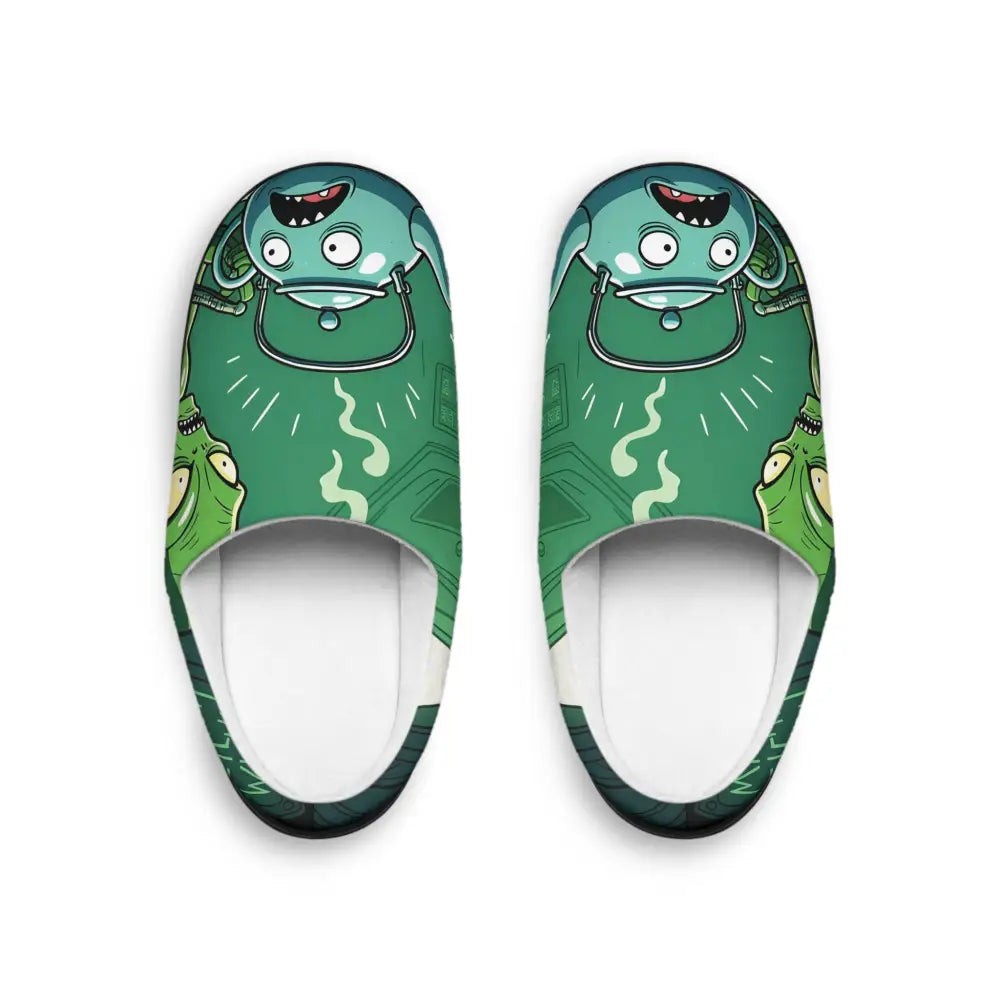 Cartoon monster slippers for men from Probe Protocol featuring alien design and cozy sci-fi style
