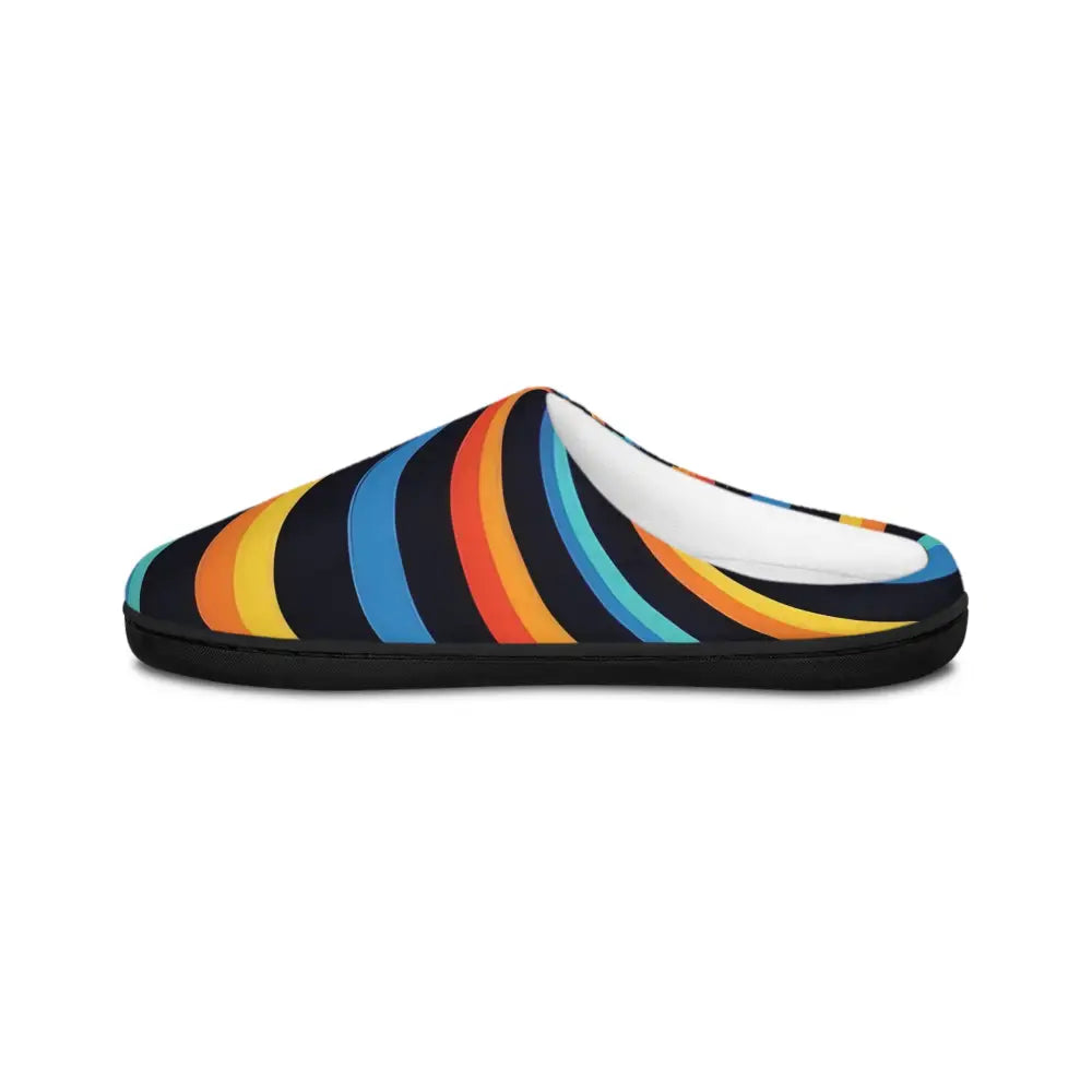 Striped indoor slipper with black sole from Men’s Indoor Slippers Spirograph Spectrum PixiOnyx Colorwave Comfort