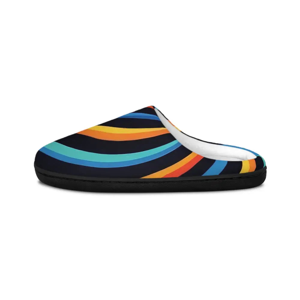 Men’s indoor slipper with striped design and black sole from PixiOnyx Colorwave Comfort