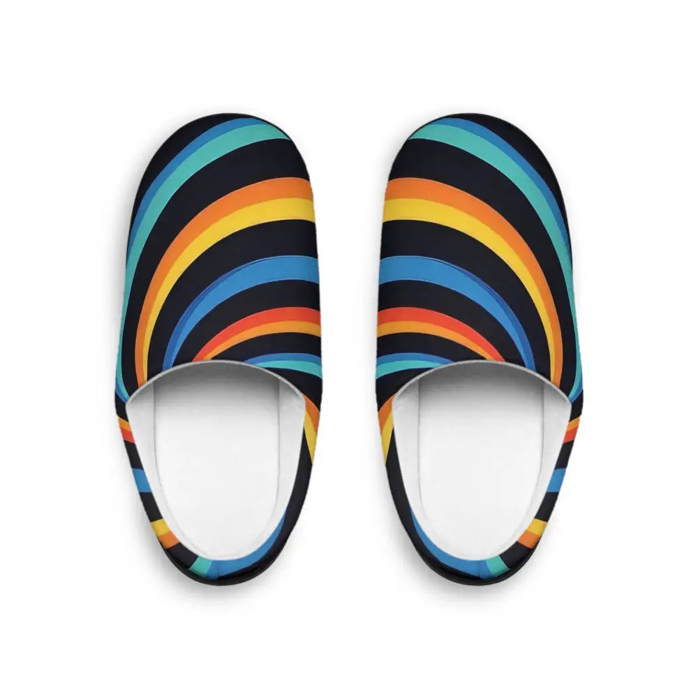 Retro-striped slippers from PixiOnyx Colorwave Comfort Men’s Indoor Slippers collection