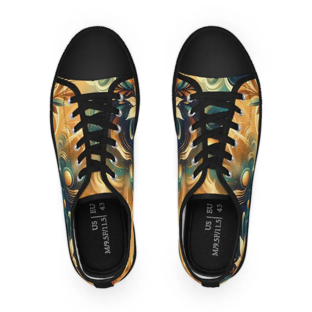 Artistic patterned men’s low top sneakers from PixiOnyx Nebula Bloom Cascade collection