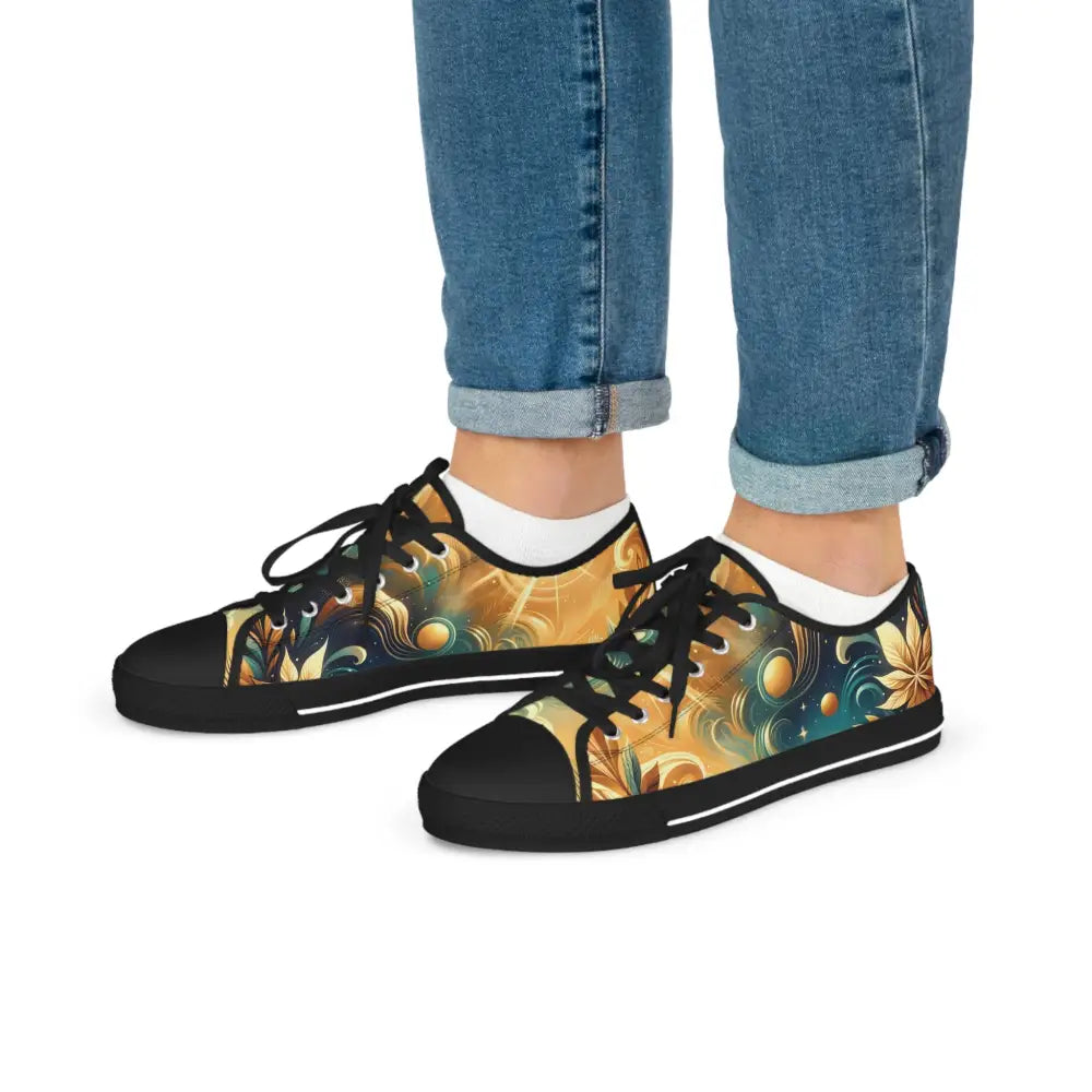 Floral-patterned canvas sneakers from Nebula Bloom Cascade by PixiOnyx