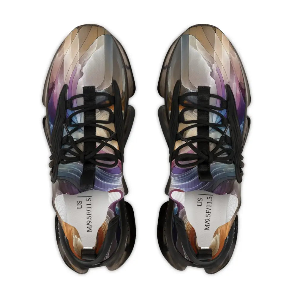 Colorful athletic sneakers in men’s Mesh Sneakers Celestial Layer Flux by PixiOnyx Artwear