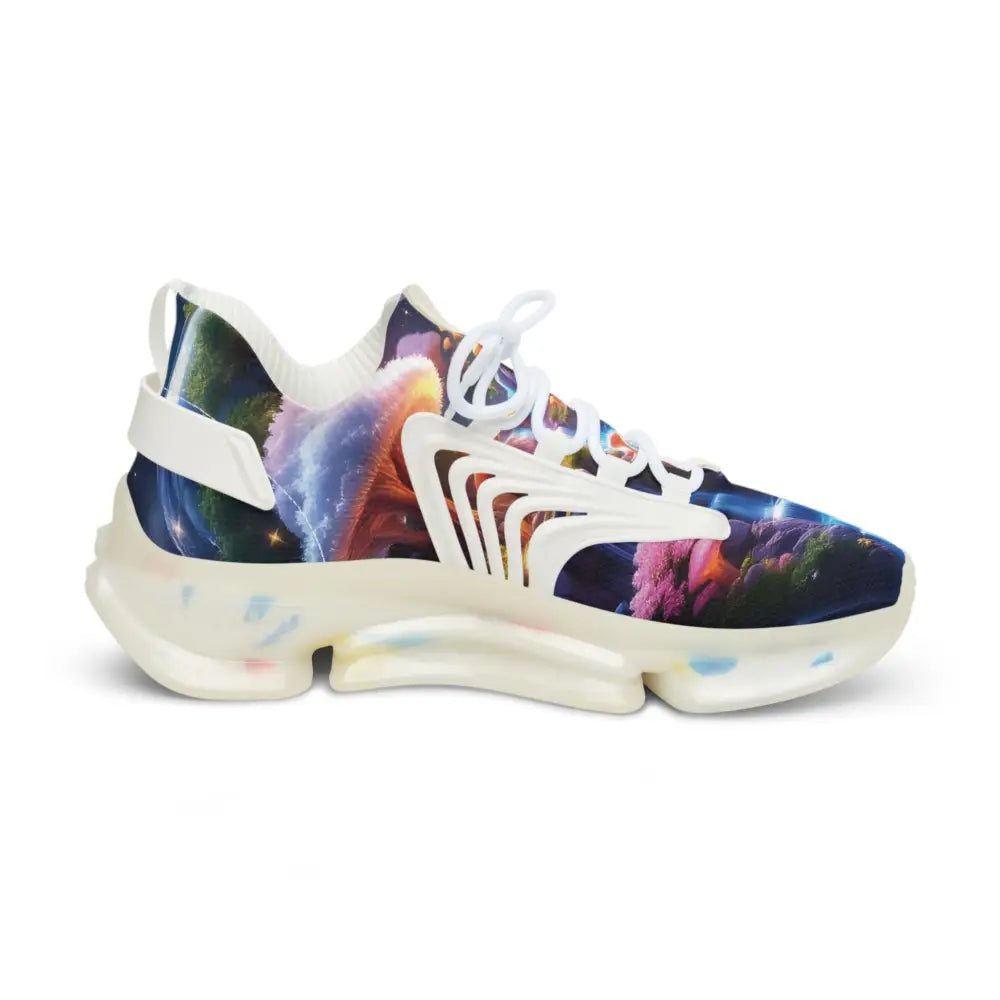 Colorful nebula-printed Men’s Mesh Sneakers Cosmic Heart PixiOnyx Astral Footwear