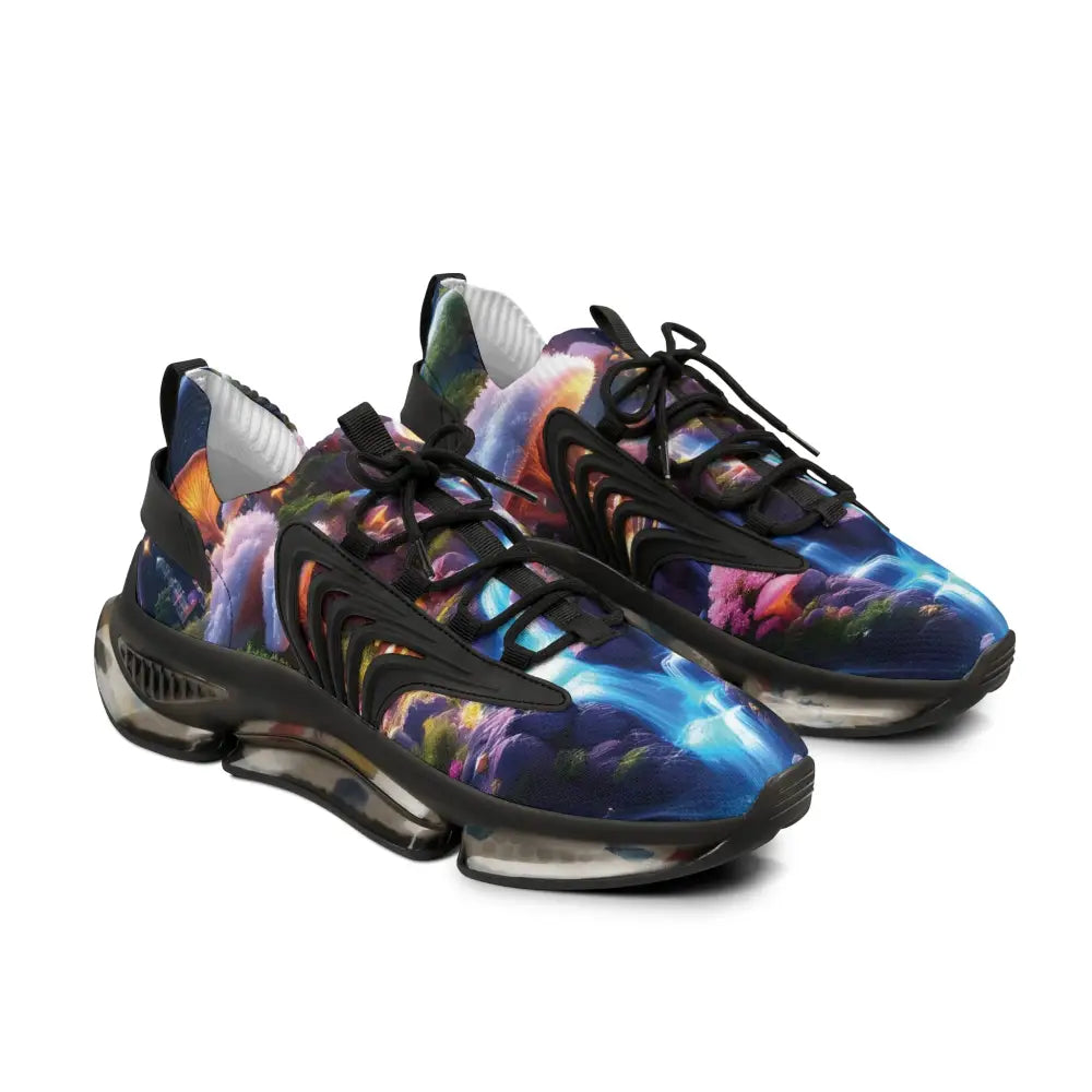Colorful patterned running shoes from PixiOnyx Astral Footwear Men’s Mesh Sneakers Cosmic Heart