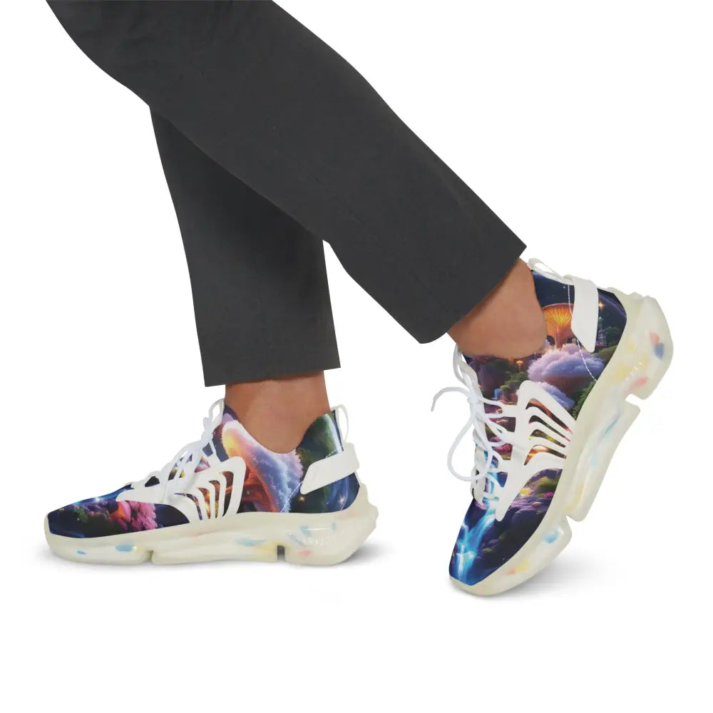 Colorful patterned men’s mesh sneakers from Cosmic Heart by PixiOnyx Astral Footwear