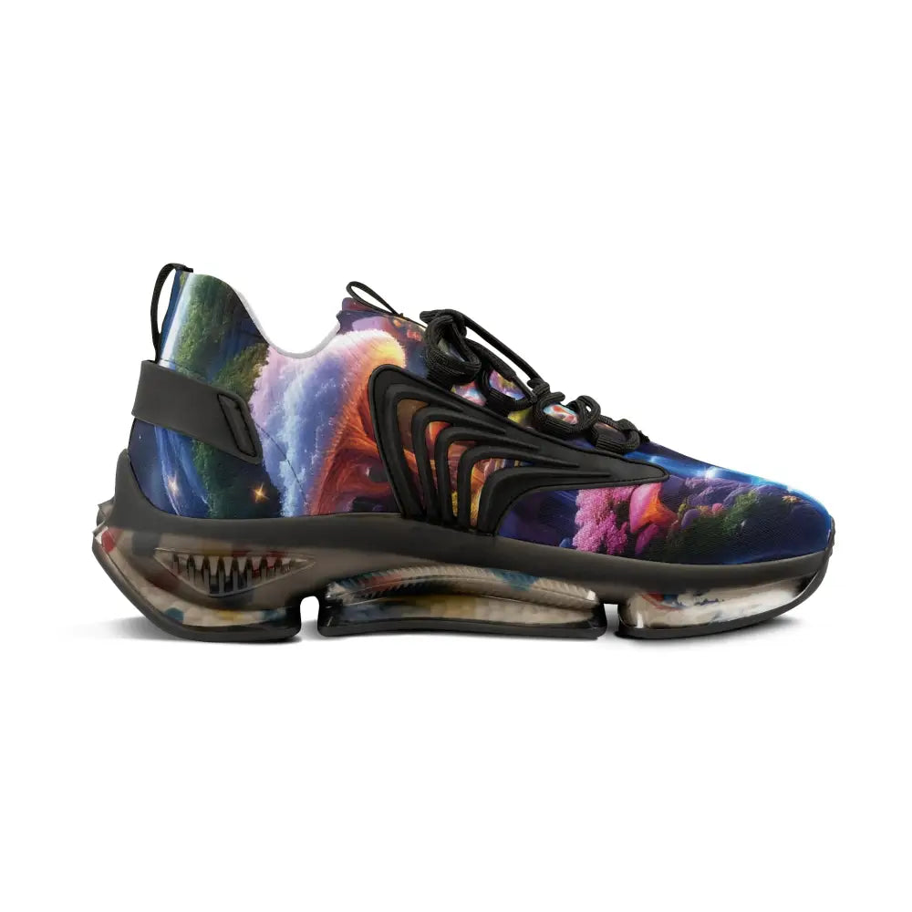 Colorful patterned athletic shoe from Men’s Mesh Sneakers Cosmic Heart PixiOnyx Astral Footwear