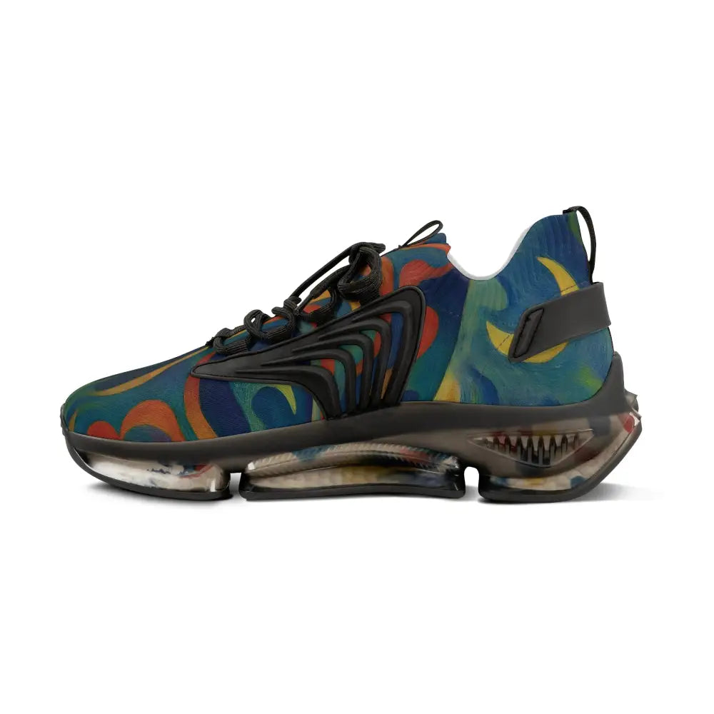 Colorful patterned athletic shoe from Men’s Mesh Sneakers Craniocolor Urban Camo Psychedelic Streetwear by PixiOnyx