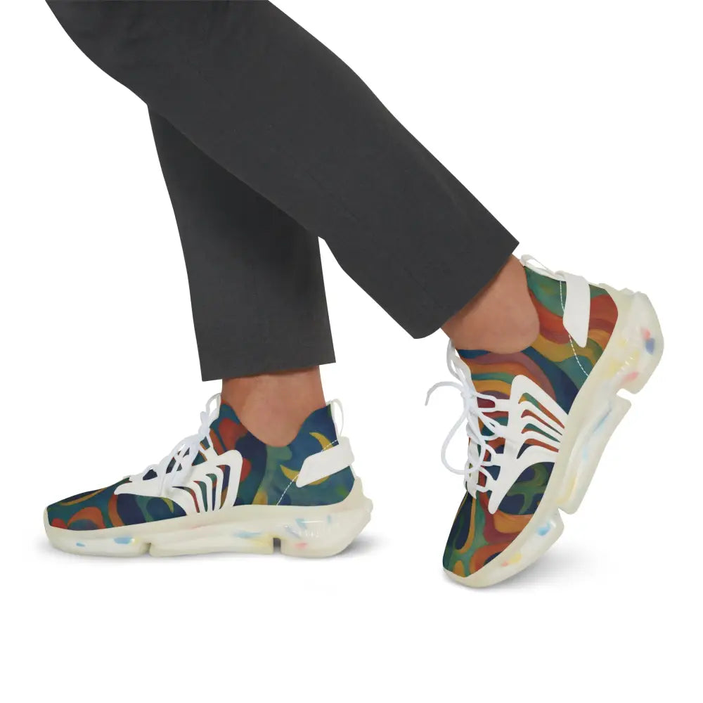 Colorful patterned sneakers from Men’s Mesh Sneakers Craniocolor Urban Camo Psychedelic Streetwear by PixiOnyx