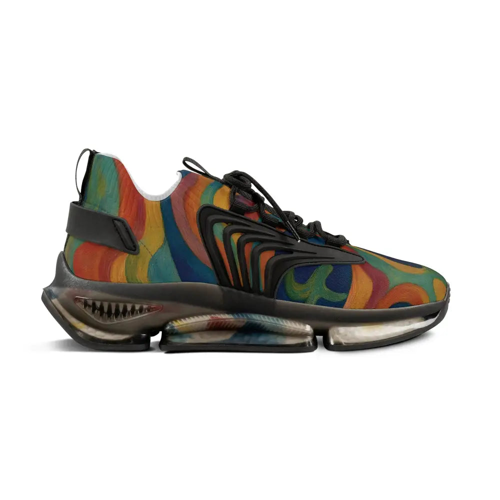 Colorful patterned athletic shoe from Men’s Mesh Sneakers Craniocolor Urban Camo Psychedelic Streetwear by PixiOnyx