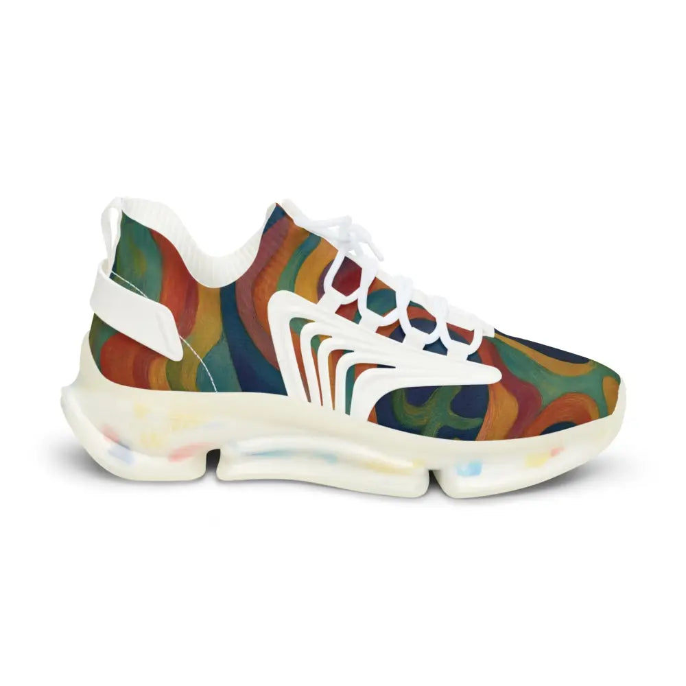 Colorful patterned athletic shoe from Men’s Mesh Sneakers Craniocolor Urban Camo Psychedelic Streetwear by PixiOnyx