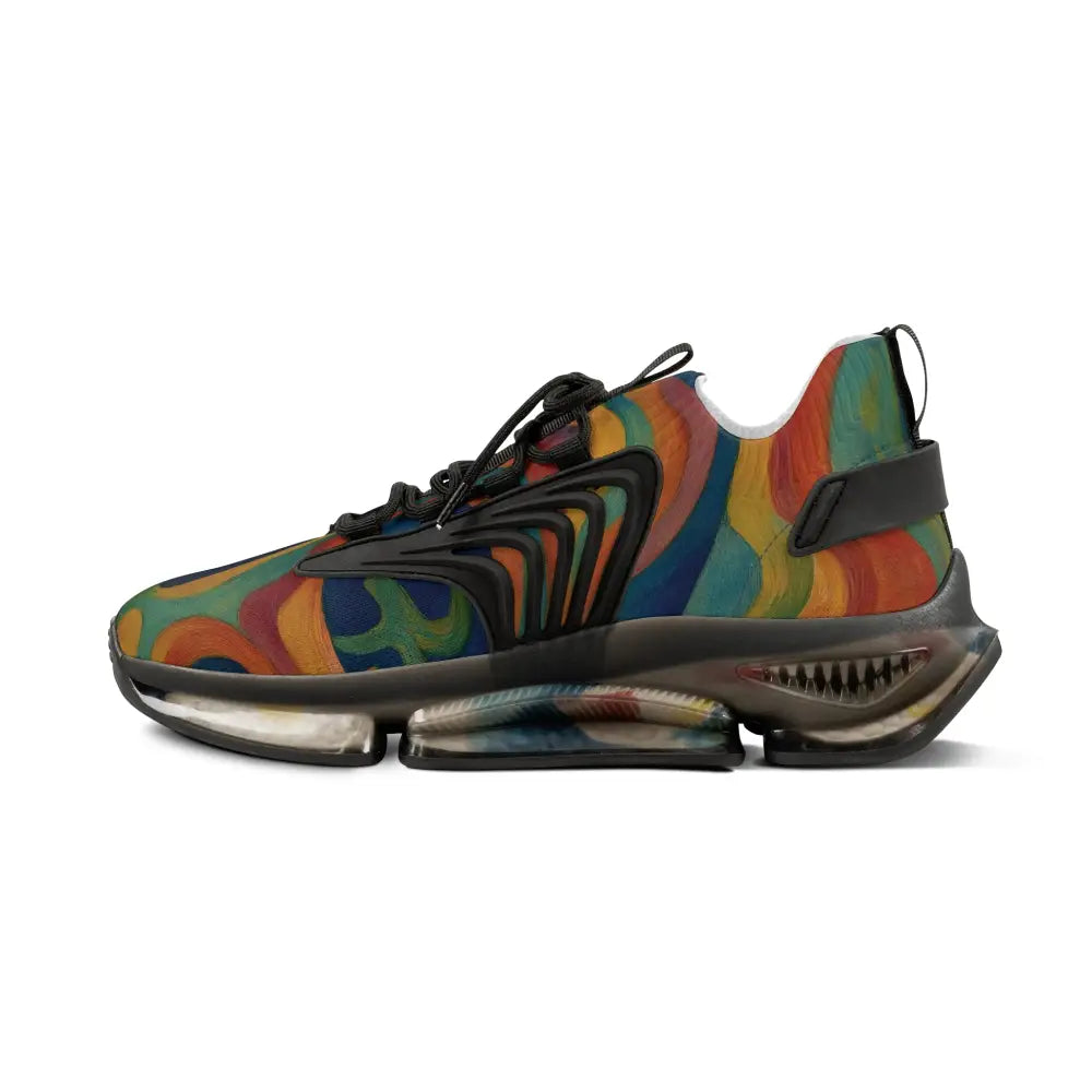 Colorful patterned athletic shoe from Men’s Mesh Sneakers Craniocolor Urban Camo Psychedelic Streetwear by PixiOnyx