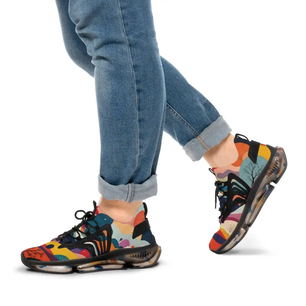 Colorful abstract-patterned Men’s Mesh Sneakers Flowstate Mirage PixiOnyx Psychedelic Motionwear