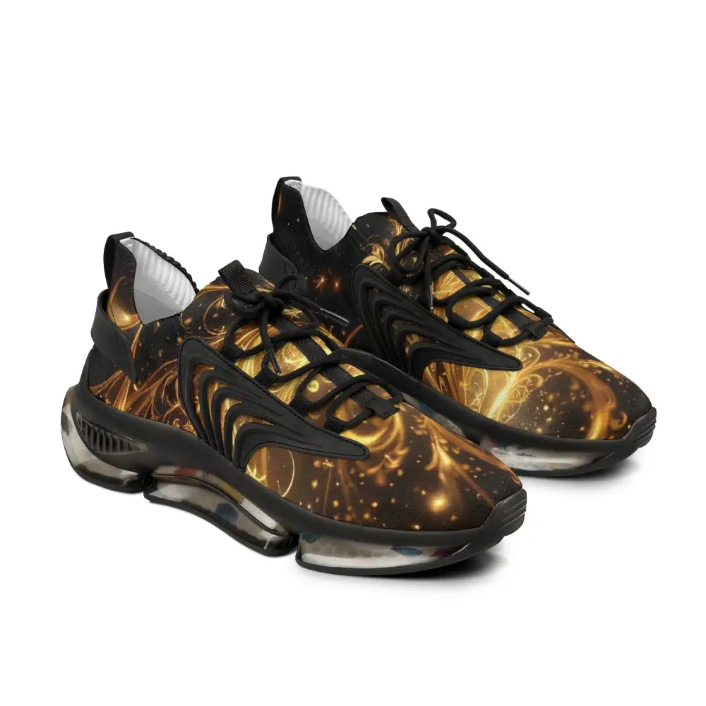 Golden-patterned athletic shoes from Men’s Mesh Sneakers Golden Swirl Mirage collection