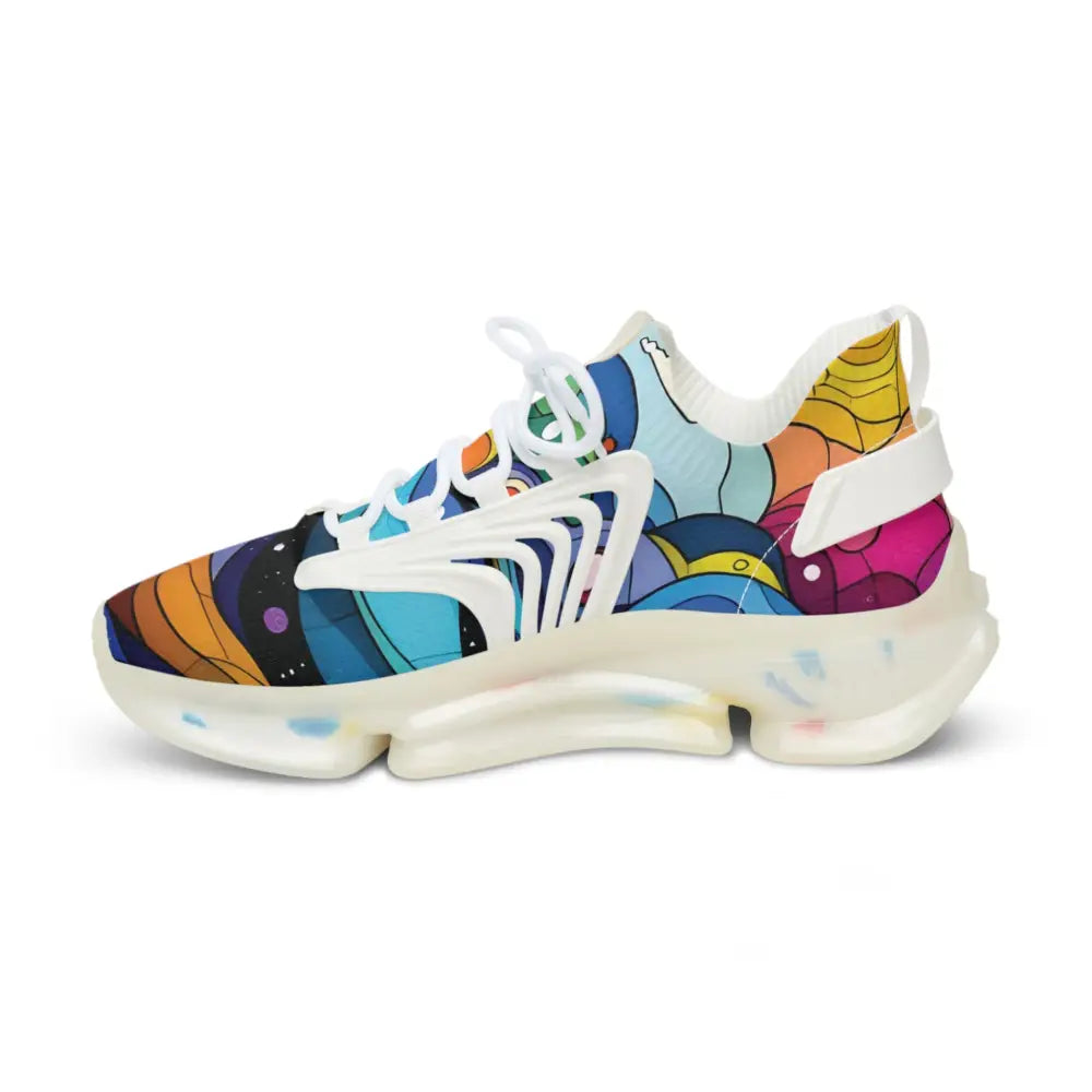 Colorful patterned athletic shoe from Men’s Mesh Sneakers Layered Spectrum PixiOnyx Kinetic Pulsewear
