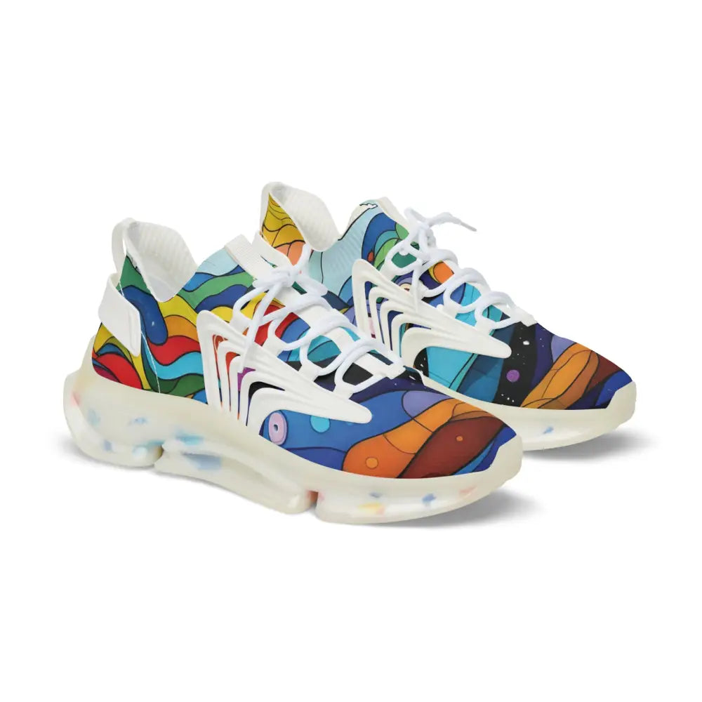 Colorful patterned Men’s Mesh Sneakers Layered Spectrum PixiOnyx Kinetic Pulsewear