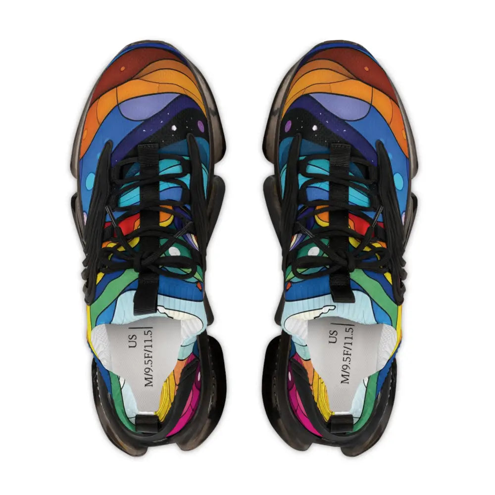 Colorful patterned Men’s Mesh Sneakers Layered Spectrum PixiOnyx Kinetic Pulsewear