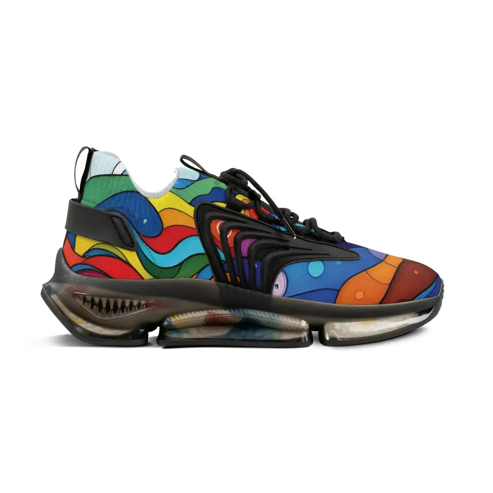 Colorful patterned athletic shoe for Men’s Mesh Sneakers Layered Spectrum PixiOnyx Kinetic Pulsewear
