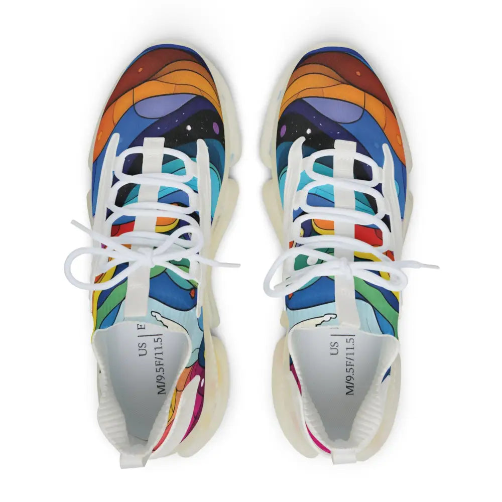Colorful patterned mesh sneakers for men from PixiOnyx Kinetic Pulsewear Layered Spectrum collection