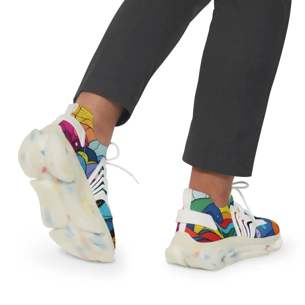 Colorful patterned sneakers with chunky soles for Men’s Mesh Sneakers Layered Spectrum PixiOnyx Kinetic Pulsewear