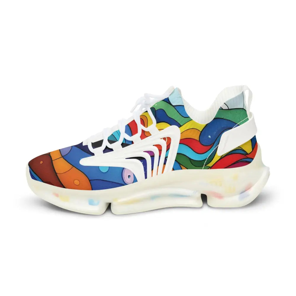 Colorful patterned Men’s Mesh Sneakers Layered Spectrum PixiOnyx Kinetic Pulsewear