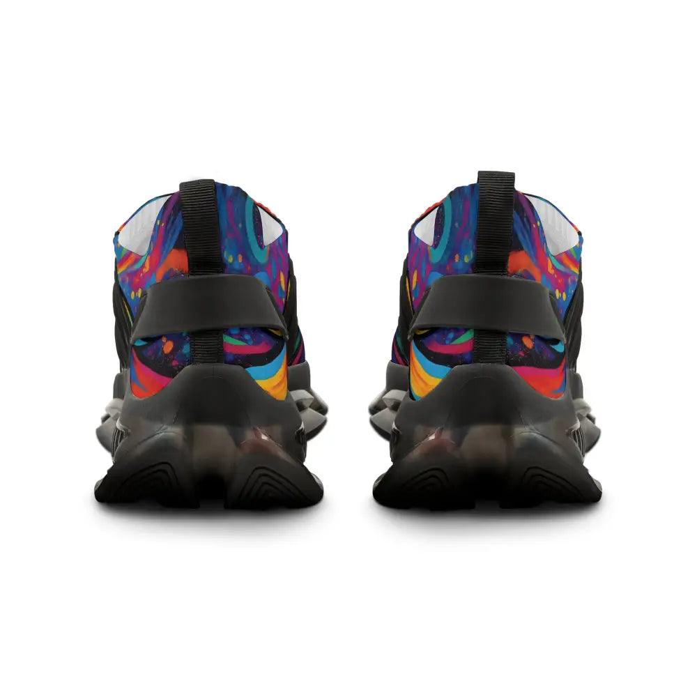 Colorful athletic shoes from PixiOnyx Men’s Mesh Sneakers Neon Flame collection