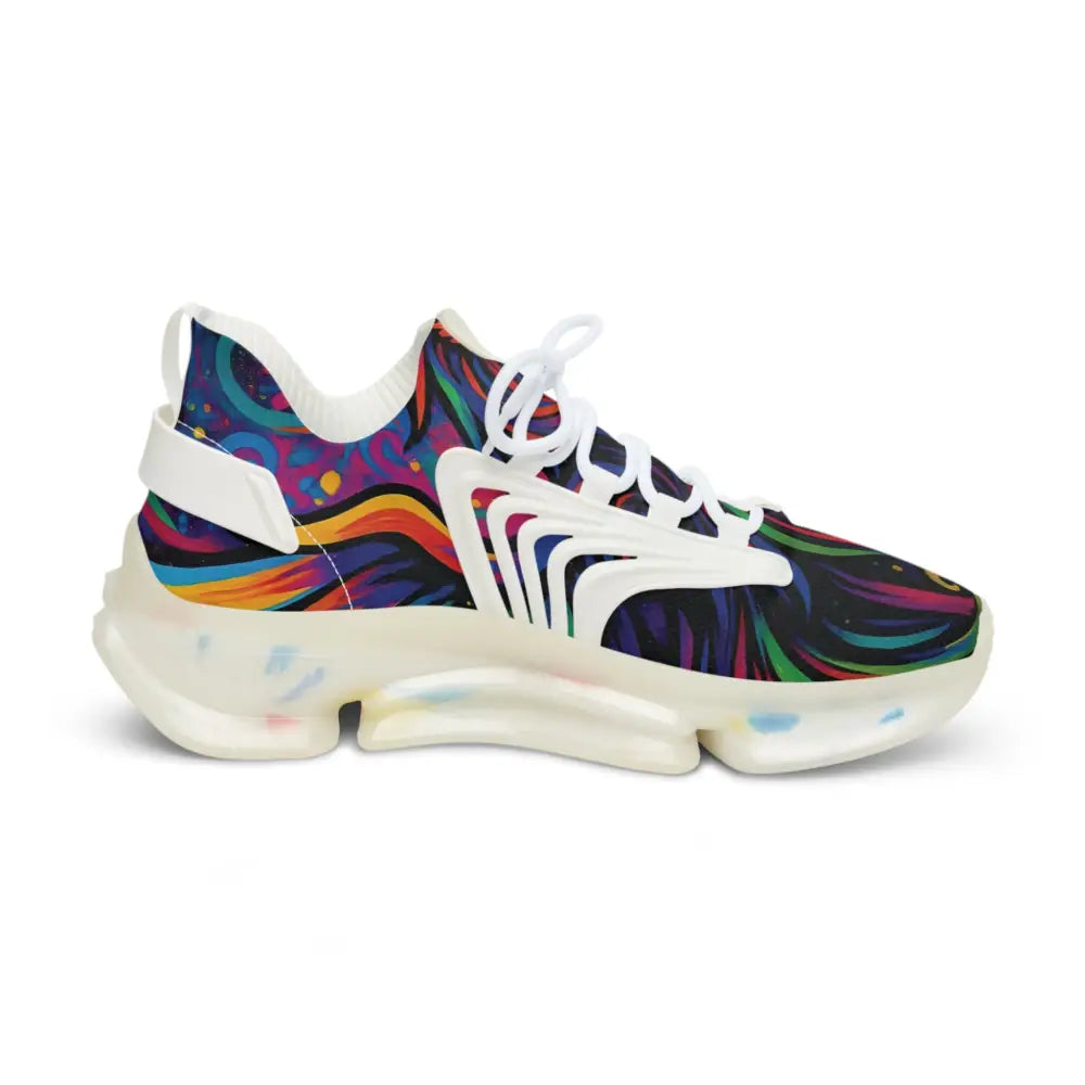 Colorful patterned athletic shoe from Men’s Mesh Sneakers Rebirth in Neon Flame PixiOnyx