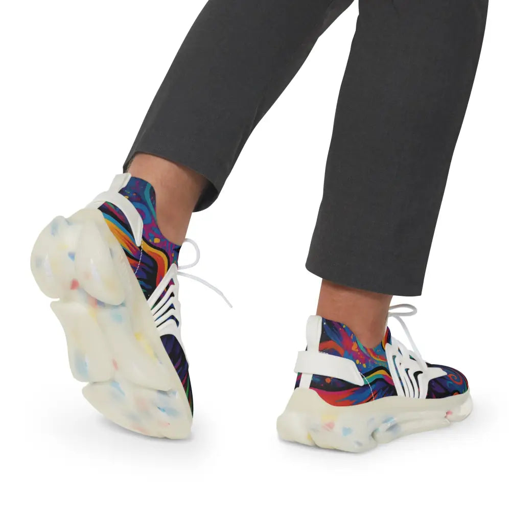 Colorful athletic shoes from Men’s Mesh Sneakers Rebirth in Neon Flame by PixiOnyx