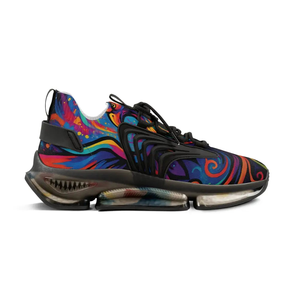 Colorful patterned athletic shoe from Men’s Mesh Sneakers Rebirth in Neon Flame PixiOnyx