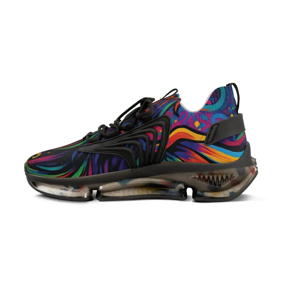 Colorful patterned athletic shoe from Mens Mesh Sneakers Rebirth in Neon Flame PixiOnyx