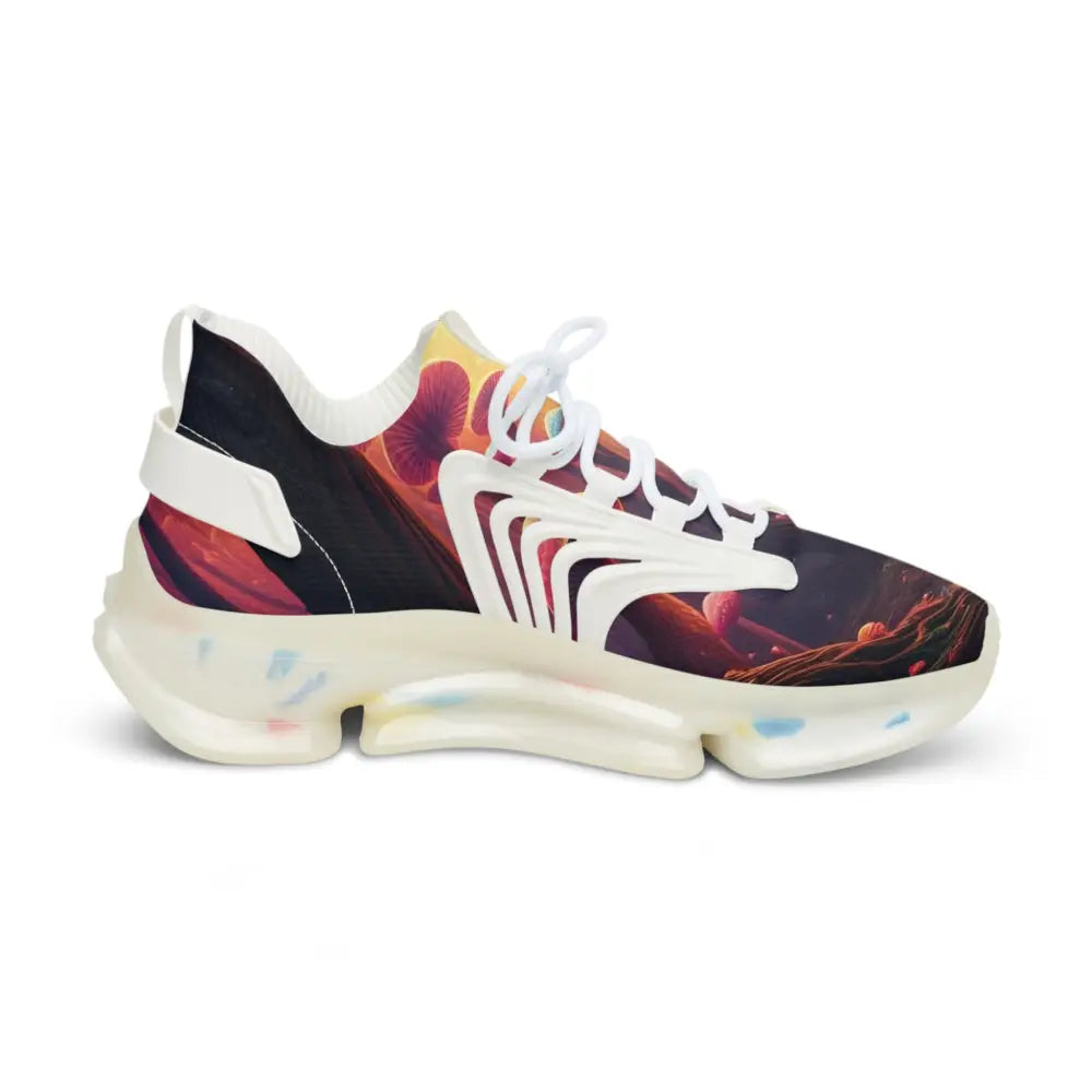 Futuristic patterned sneaker from Men’s Mesh Sneakers Shroom Bloom PixiOnyx Surreal Streetwear