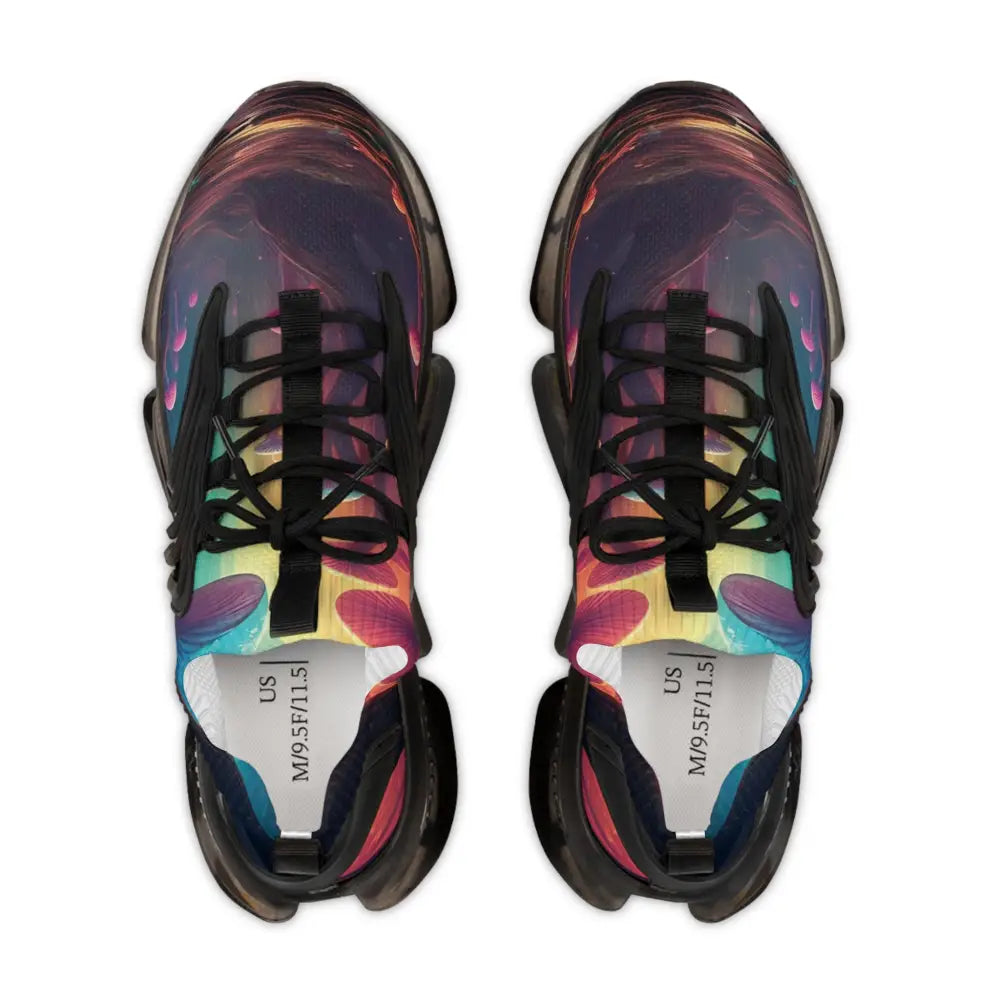 Colorful athletic shoes with mesh design from Men’s Mesh Sneakers Shroom Bloom PixiOnyx