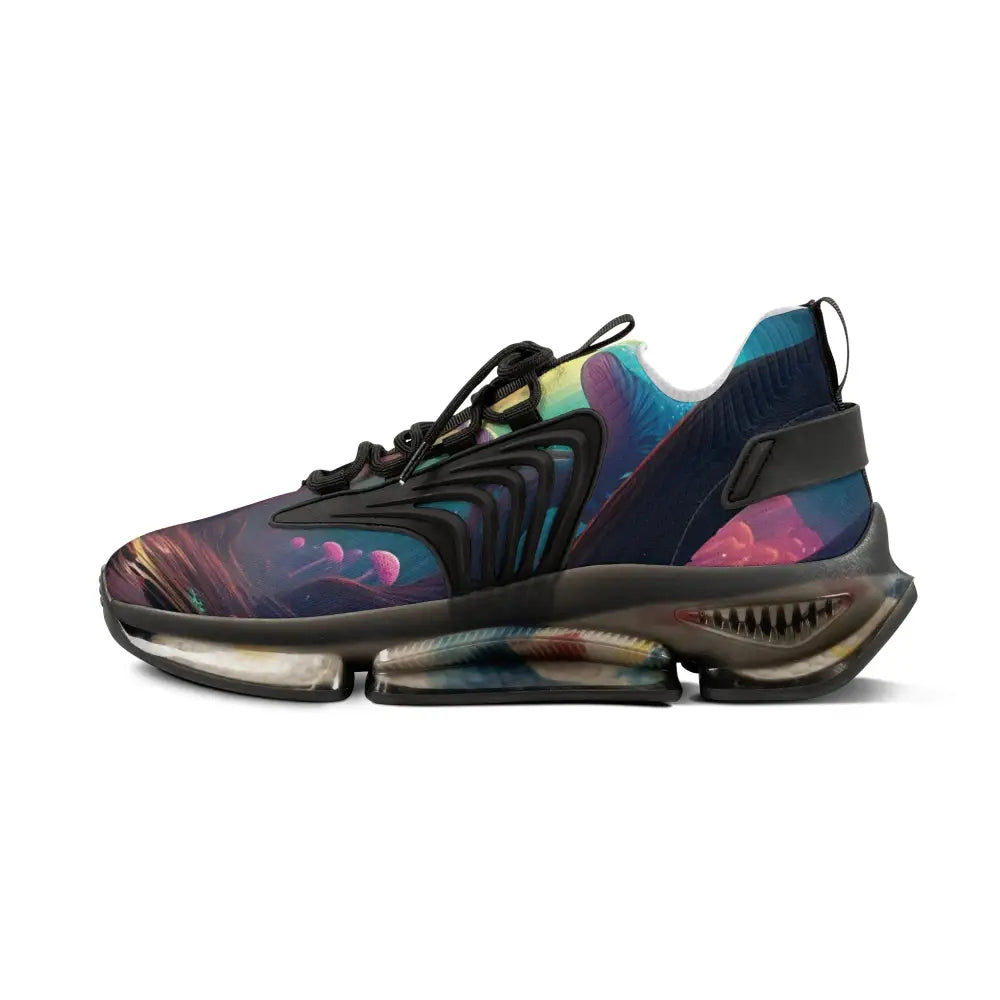 Colorful athletic shoe from Men’s Mesh Sneakers Shroom Bloom PixiOnyx Surreal Streetwear