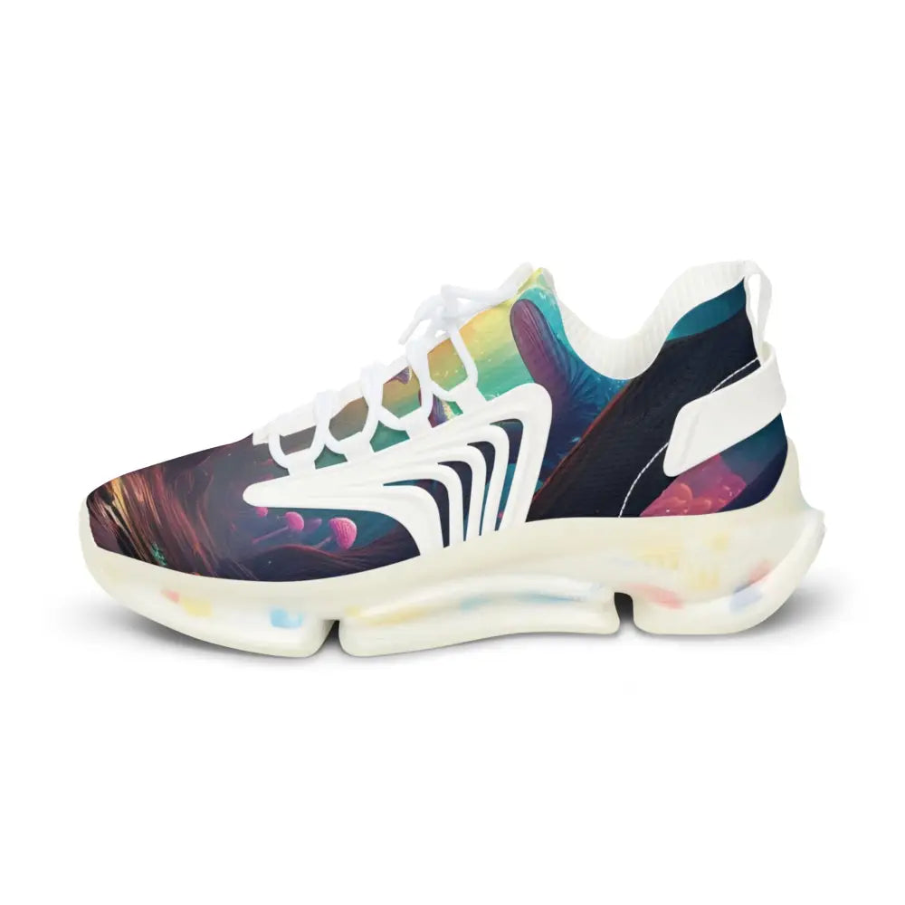Colorful athletic shoe from Men’s Mesh Sneakers Shroom Bloom PixiOnyx Surreal Streetwear