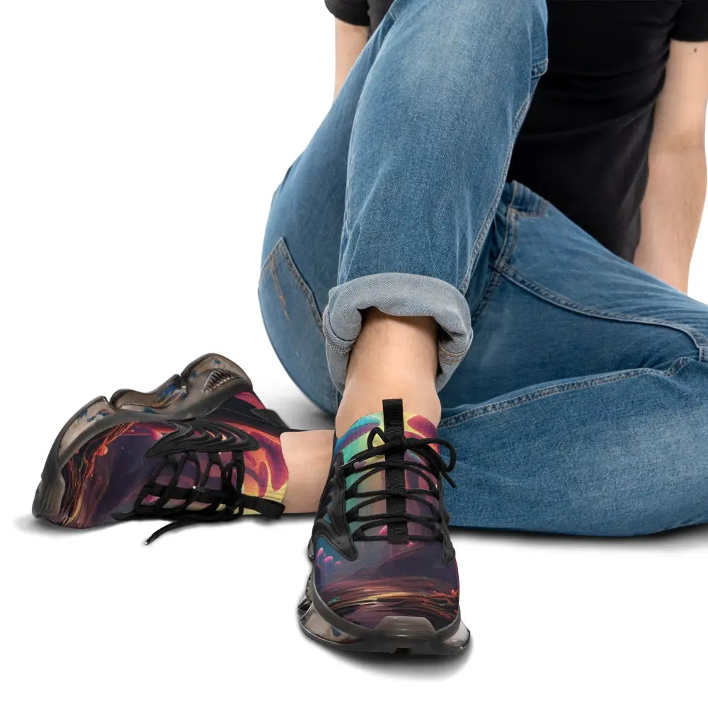 Printed athletic shoes from Men’s Mesh Sneakers Shroom Bloom by PixiOnyx Surreal Streetwear