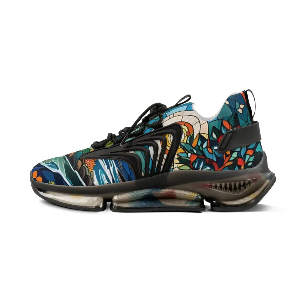 Colorful patterned athletic shoe from Men’s Mesh Sneakers Stained Horizon PixiOnyx Chromatic Streetwear