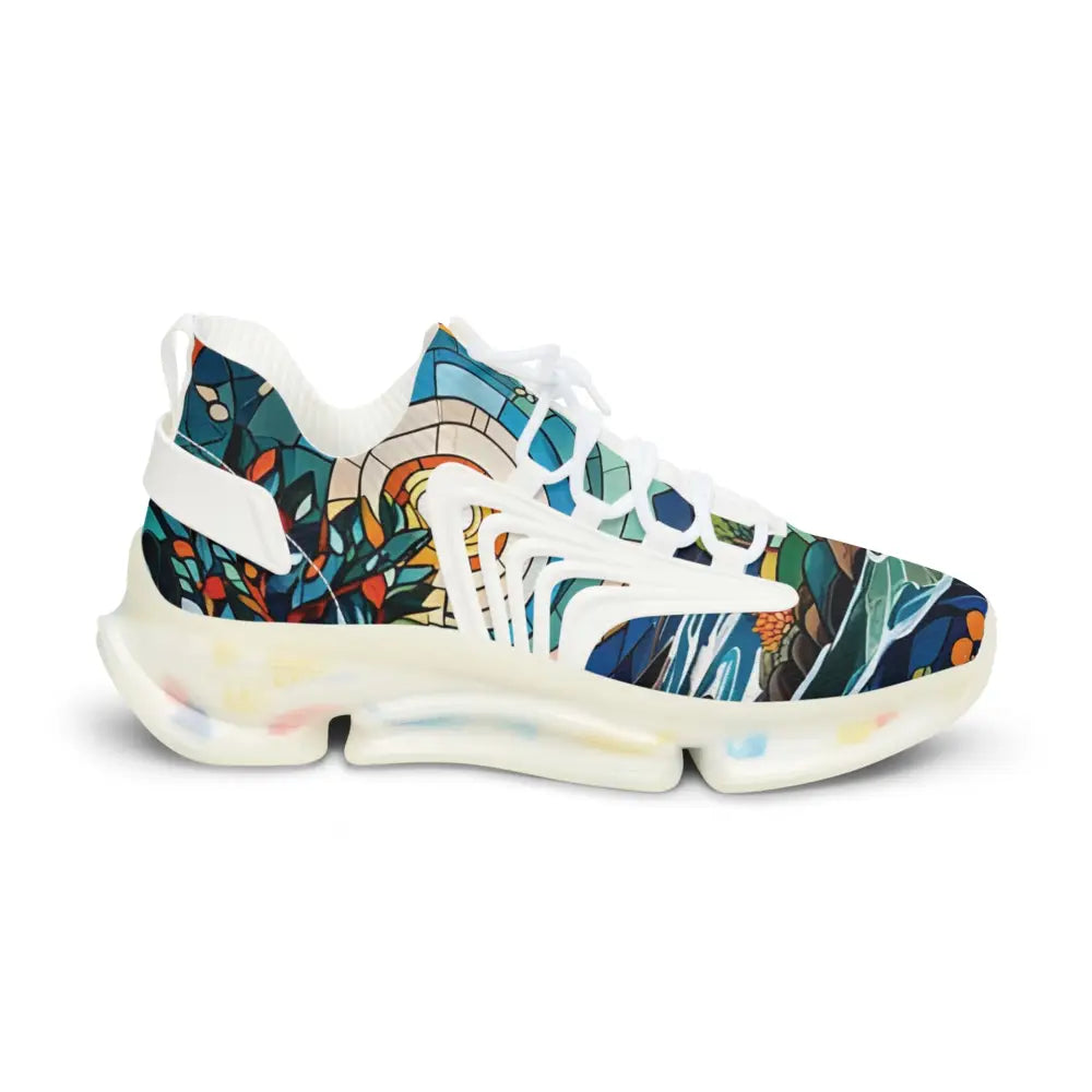 Stained-glass-patterned athletic shoe from Men’s Mesh Sneakers Stained Horizon PixiOnyx