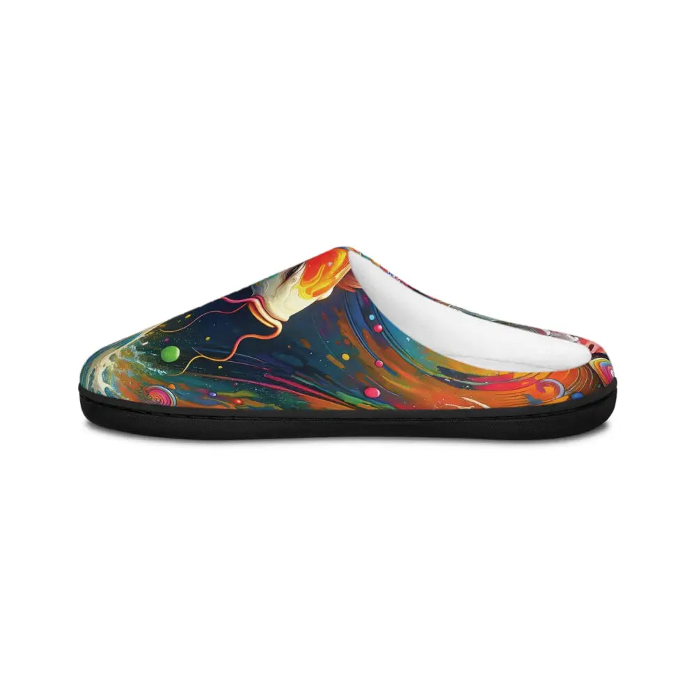 Colorful abstract slipper from Men’s Slippers Rainbow Koi PixiOnyx Luxe Loungewear