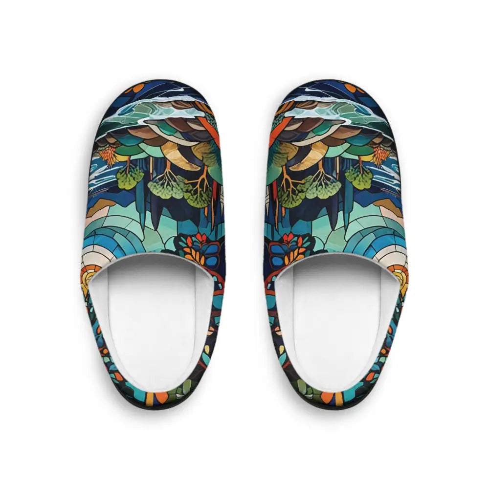 Artistic stained-glass-patterned slippers from Men’s Slippers Stained Horizon collection