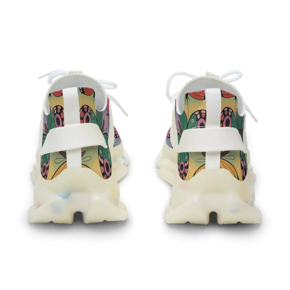 Men’s Sneakers Kaleidoscope Flight with vibrant butterfly pattern and translucent sole