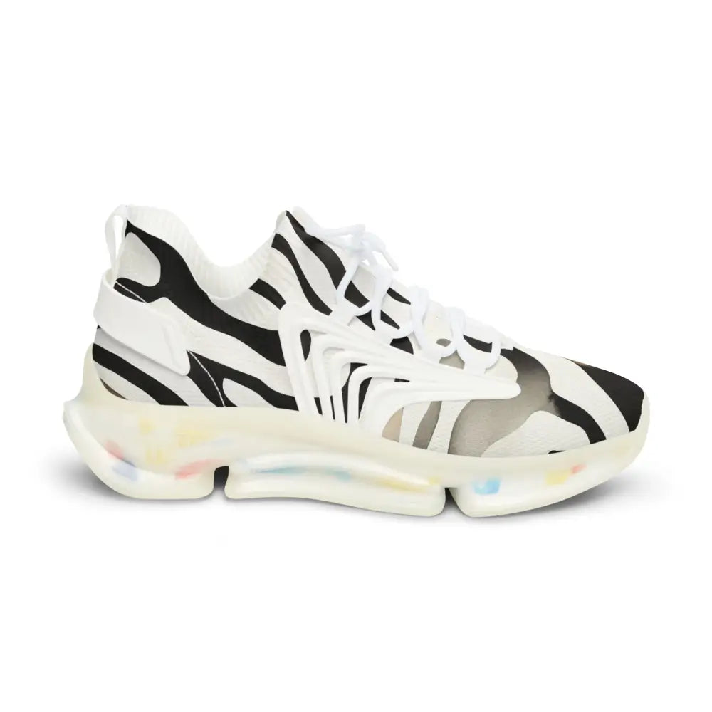 Zebra-striped athletic shoe from Men’s Sneakers Nightstripe Pulse PixiOnyx Monochrome Motion Series