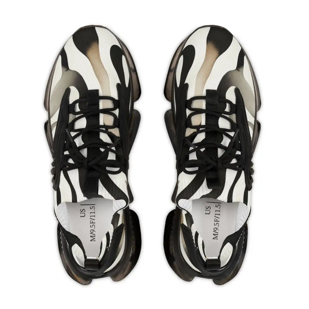 Zebra-striped athletic shoes from Men’s Sneakers Nightstripe Pulse PixiOnyx Monochrome Motion Series