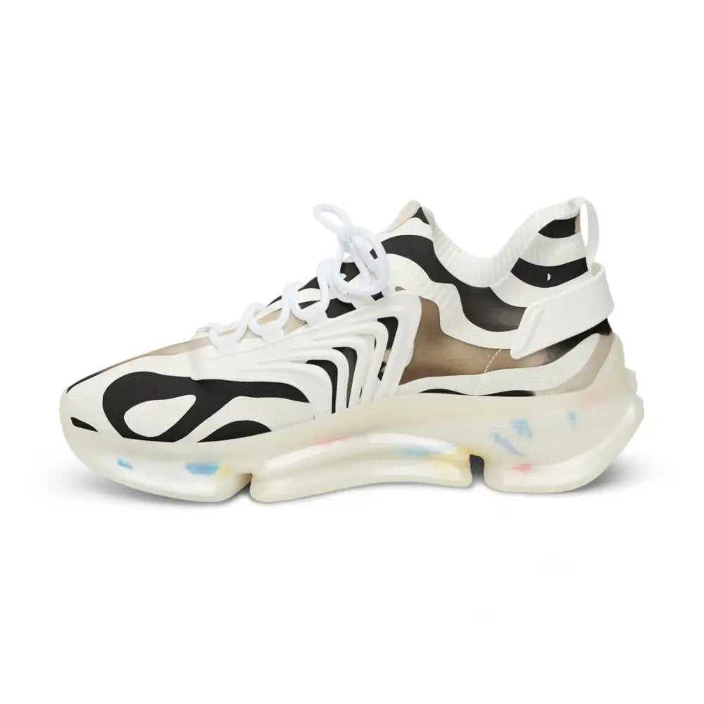 Zebra-striped athletic shoe from Men’s Sneakers Nightstripe Pulse PixiOnyx Monochrome Motion Series