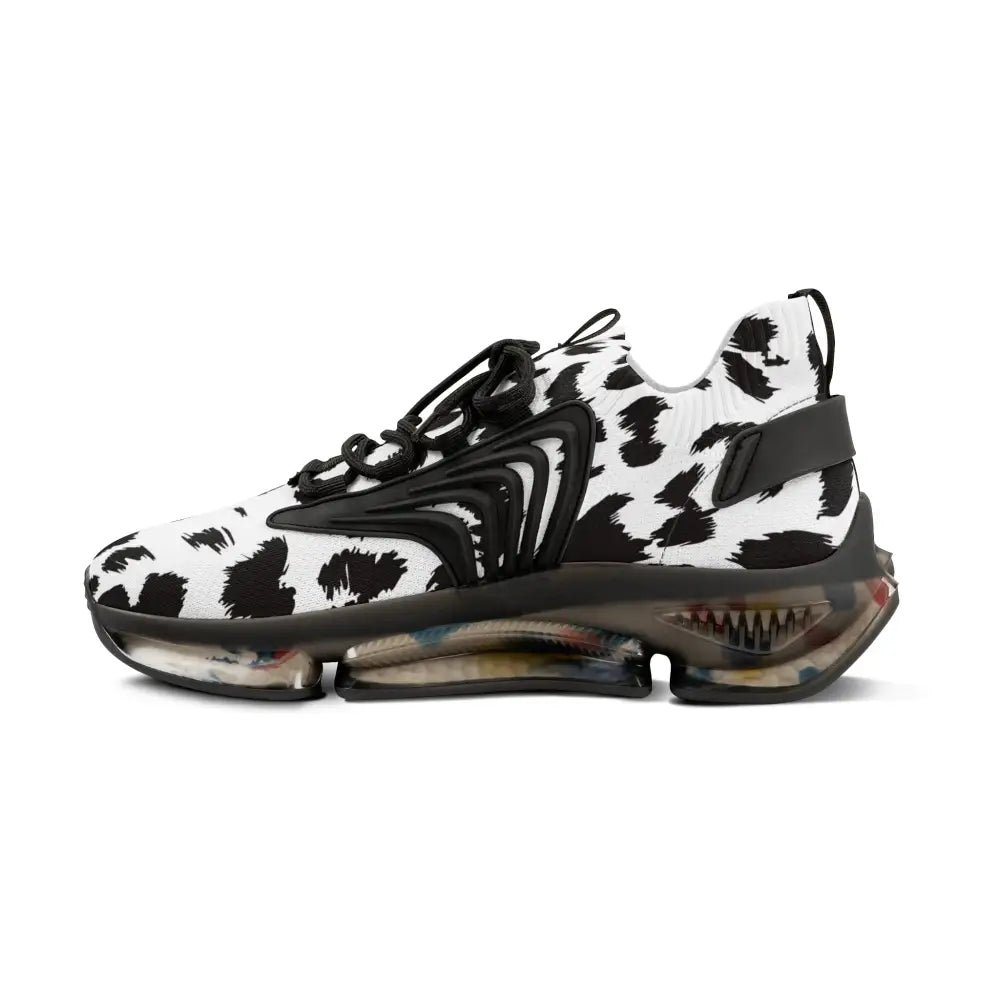 Black and white patterned athletic shoe from Men’s Sneakers White Leopard Dash PixiOnyx Streetstride Edition
